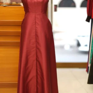 Red backless maxi