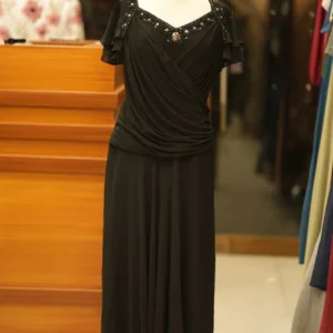 Half sleeves v-neck maxi