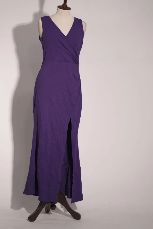 v-neck blue maxi